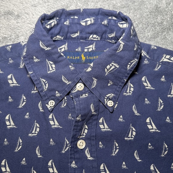 Ralph Lauren Other - Ralph Lauren Men's SZ S Blue & White Sail Boat Short Sleeve Button Down Shirt